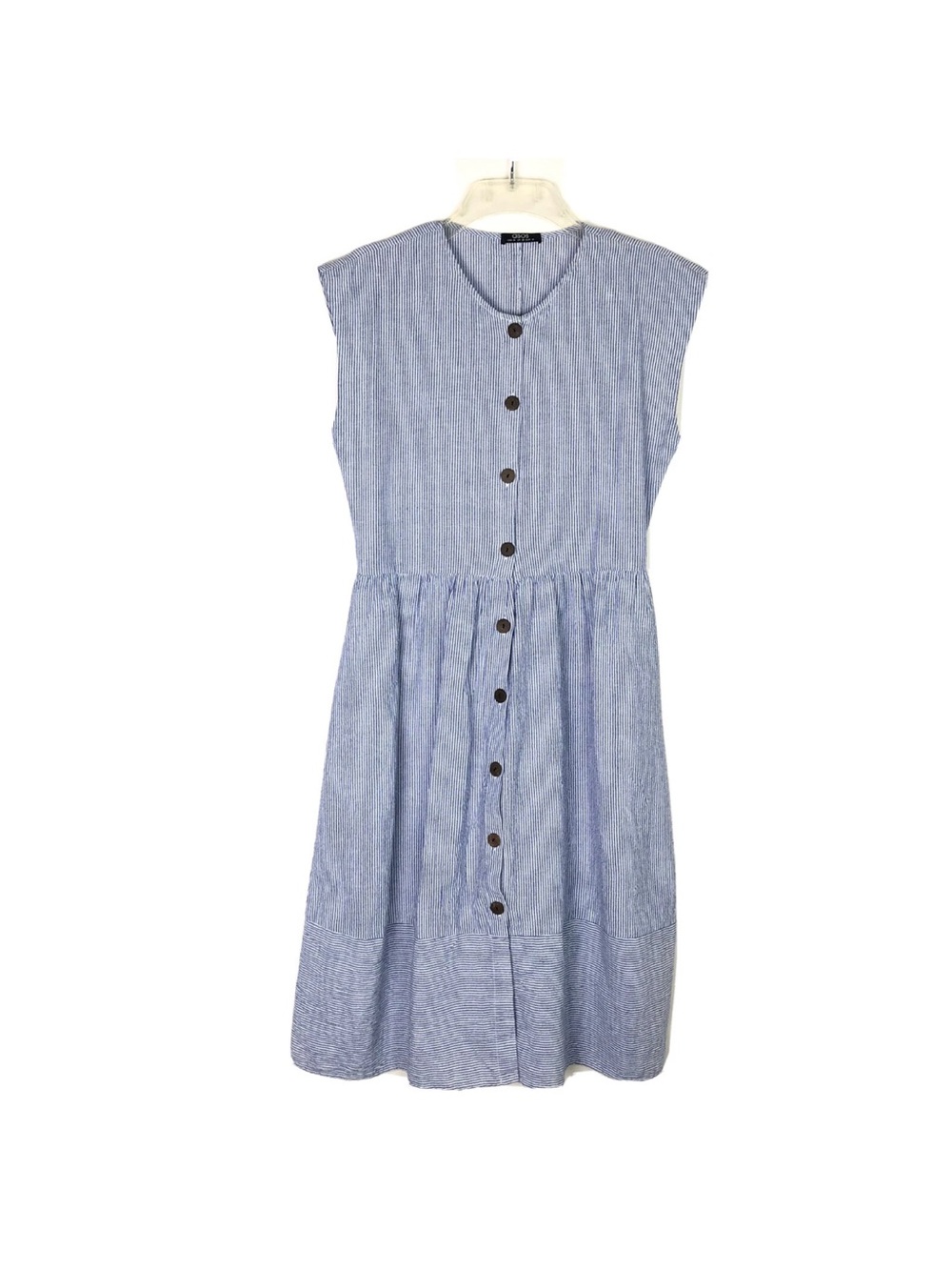 ASOS Cap Sleeve Railroad Design Button Dress Medium